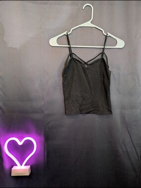 Brandy Melville Black Double-Strap V-Neck Cami One Size Strappy Sweetheart Neck